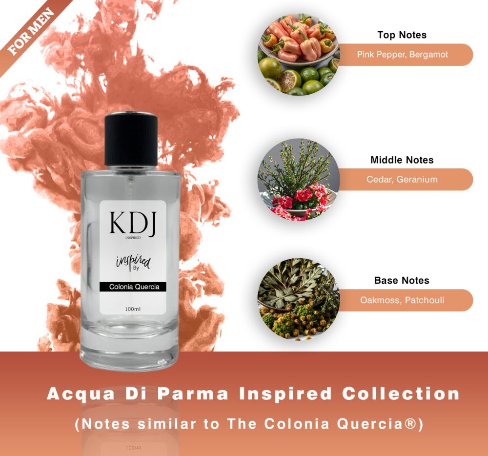 KDJ Inspired – Acqua Di Parma Inspired Collection – Notes Similar to The Colonia Quercia – Men’s
