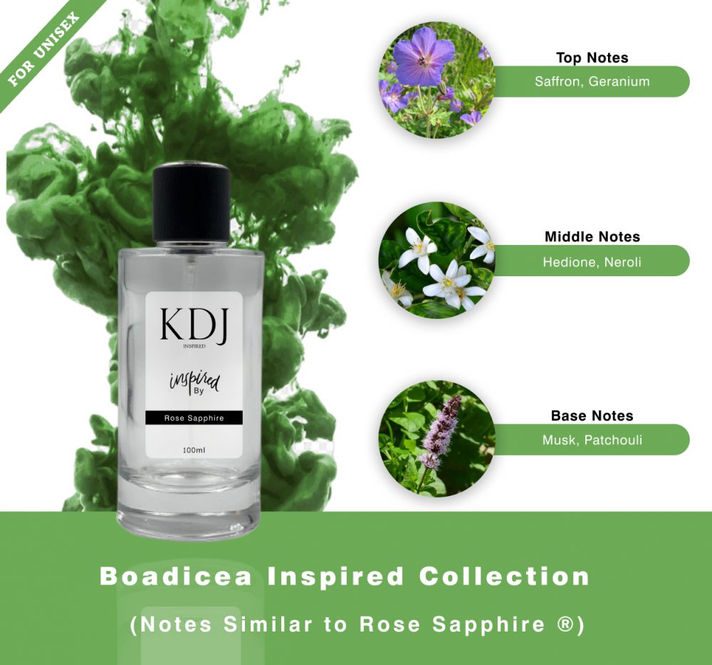 KDJ Inspired – Boadicea Inspired Collection - Notes Similar to Rose Sapphire – Boadicea The Victorious ® Unisex 0602C
