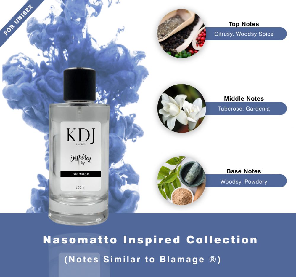 KDJ Inspired – Nasomatto Inspired Collection - Notes Similar to Blamage ® Unisex 0486C