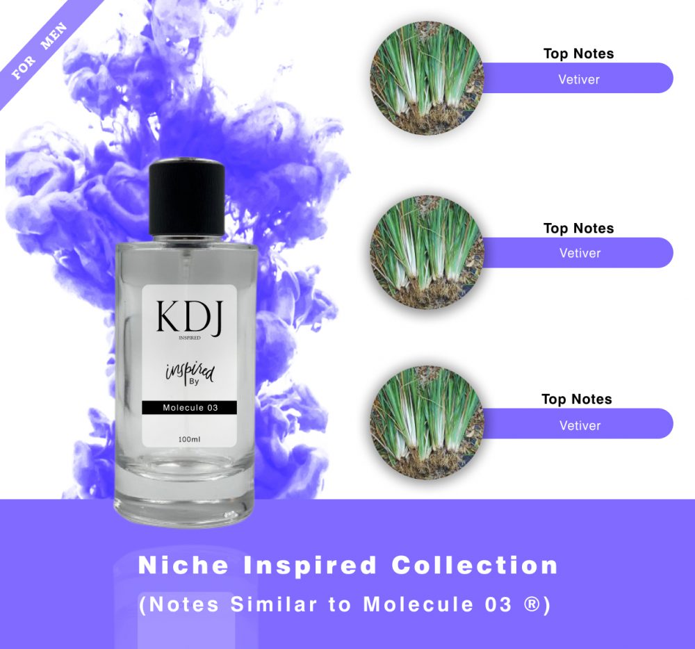 KDJ Inspired –Niche Inspired Collection - Notes Similar Molecule 03 – Escentric Molecules ® Unisex 0701S