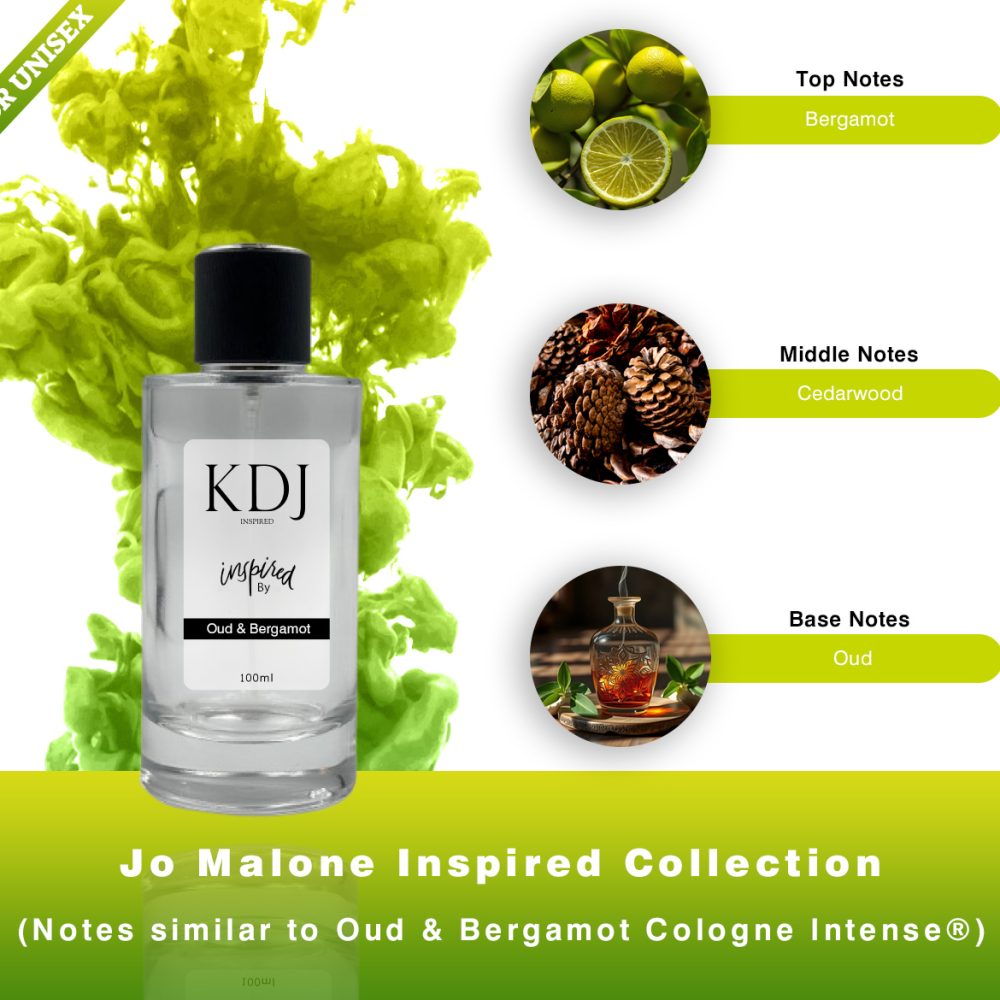 KDJ Inspired – Jo Malone Inspired Collection – Notes Similar to Oud & Bergamot Cologne Intense – Unisex