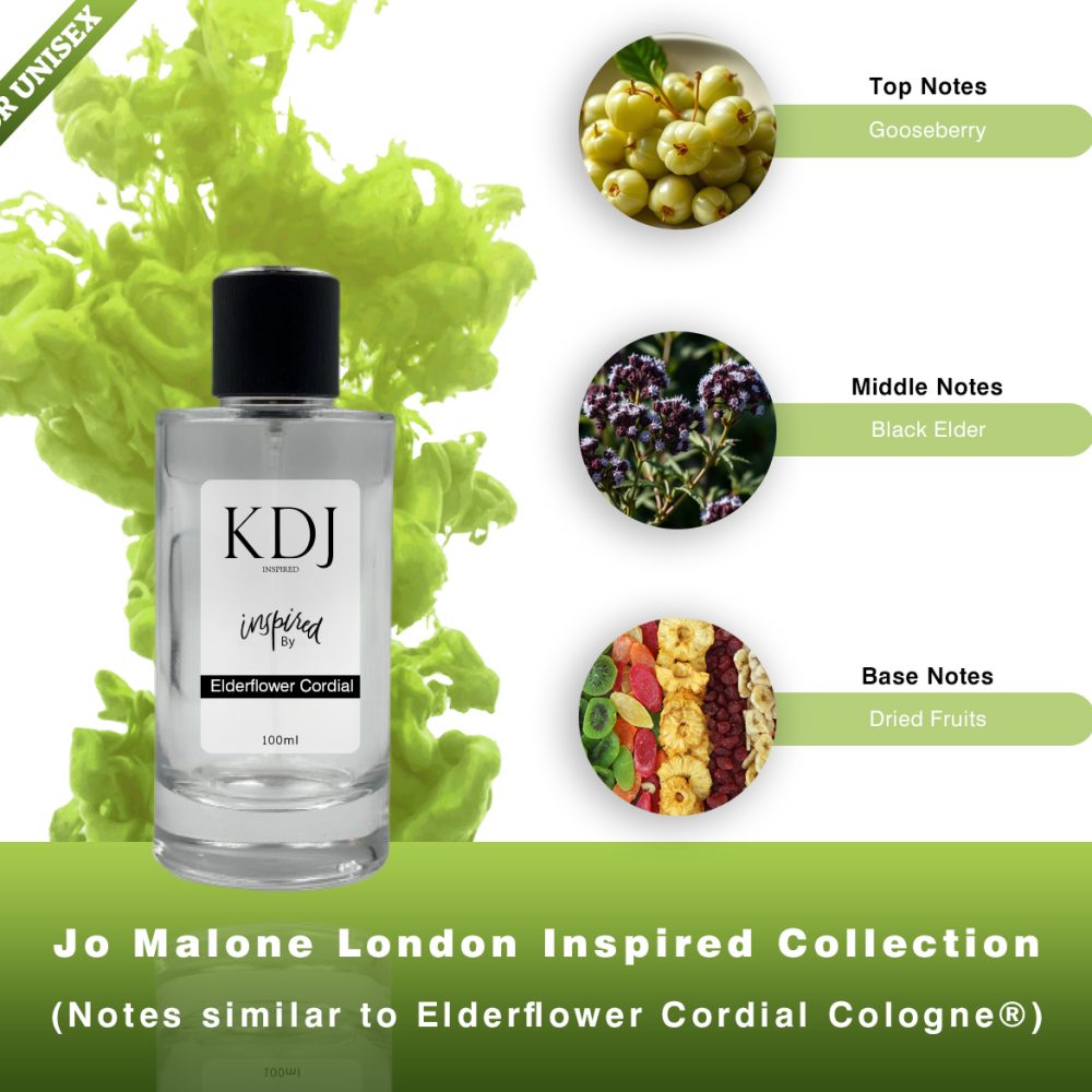 KDJ Inspired – Jo Malone London Inspired Collection – Notes Similar Elderflower Cordial Cologne – Unisex