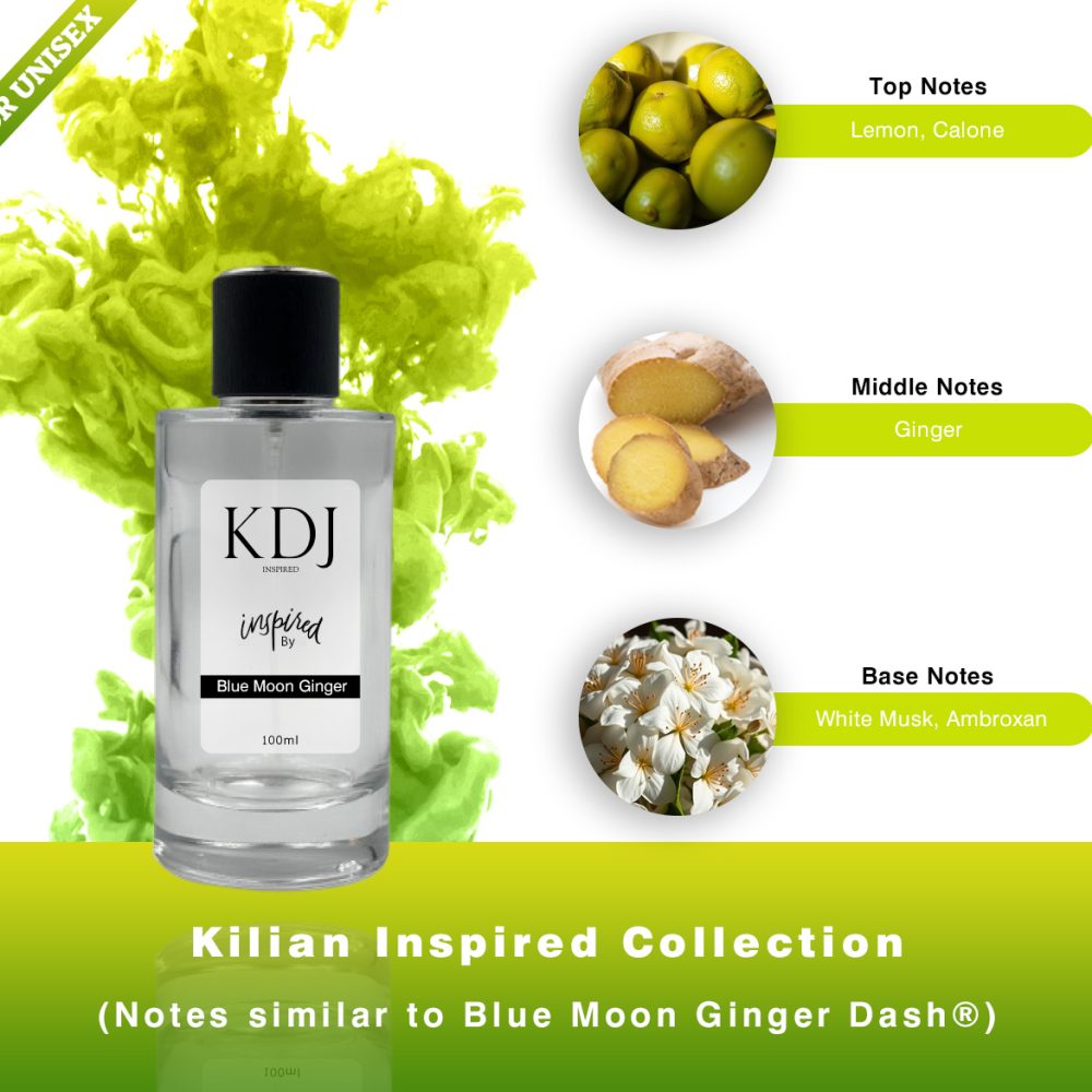 KDJ Inspired – Kilian Inspired Collection – Notes Similar to Blue Moon Ginger Dash – Unisex