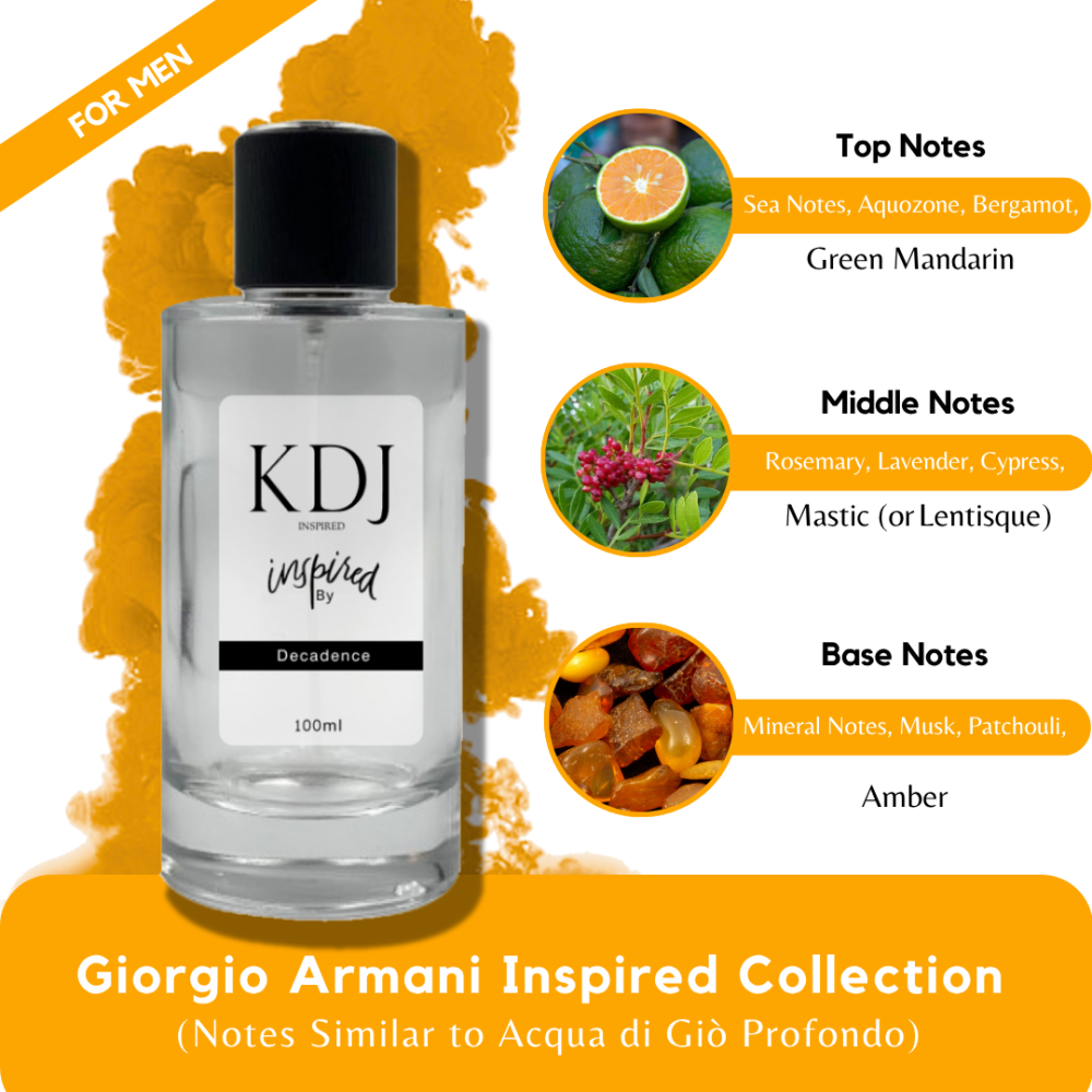 KDJ Inspired – Giorgio Armani Inspired Collection – Notes Similar to Acqua di Giò Profondo – For Men