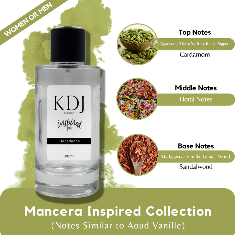 KDJ Inspired – Mancera Inspired Collection – Notes Similar to Aoud Vanille – Unisex