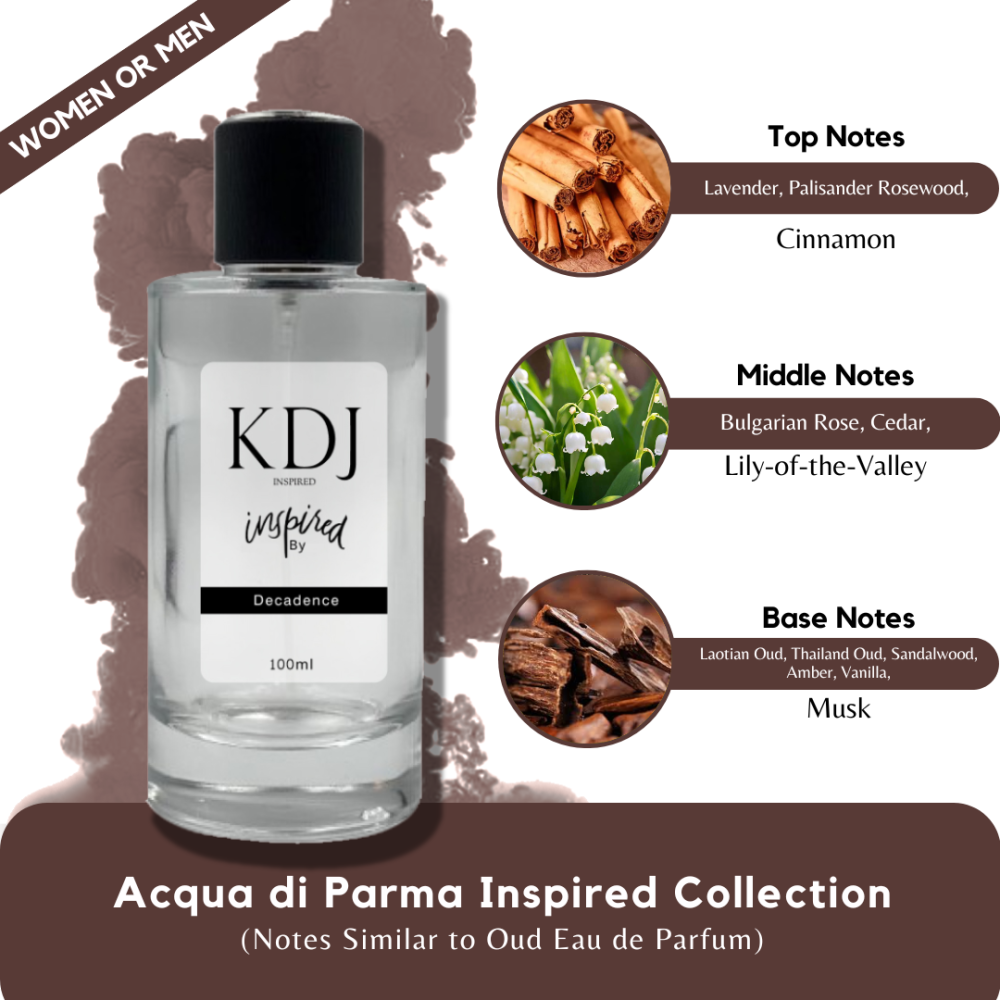 KDJ Inspired – Acqua di Parma Inspired Collection – Notes Similar to Oud Eau de Parfum – Unisex