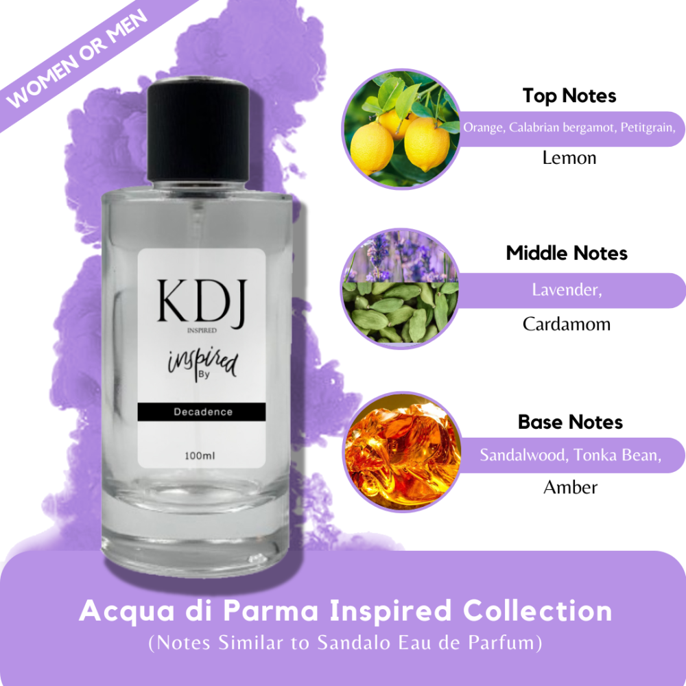 KDJ Inspired – Acqua di Parma Inspired Collection – Notes Similar to Sandalo Eau de Parfum – Unisex
