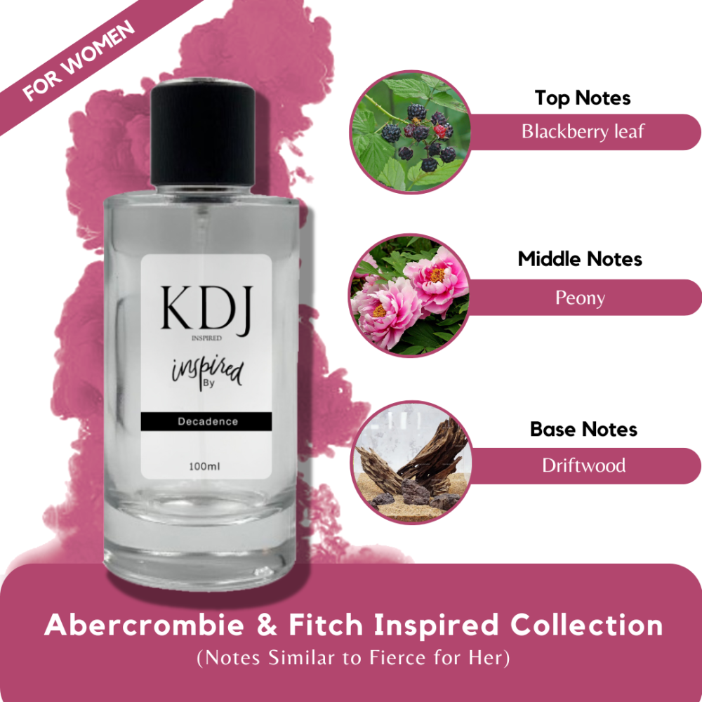 KDJ Inspired – Abercrombie & Fitch Inspired Collection – Notes Similar to Fierce for Her – For Women