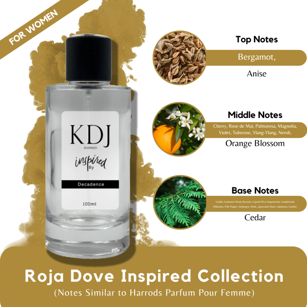 KDJ Inspired – Roja Dove Inspired Collection – Notes Similar to Harrods Parfum Pour Femme – For Women