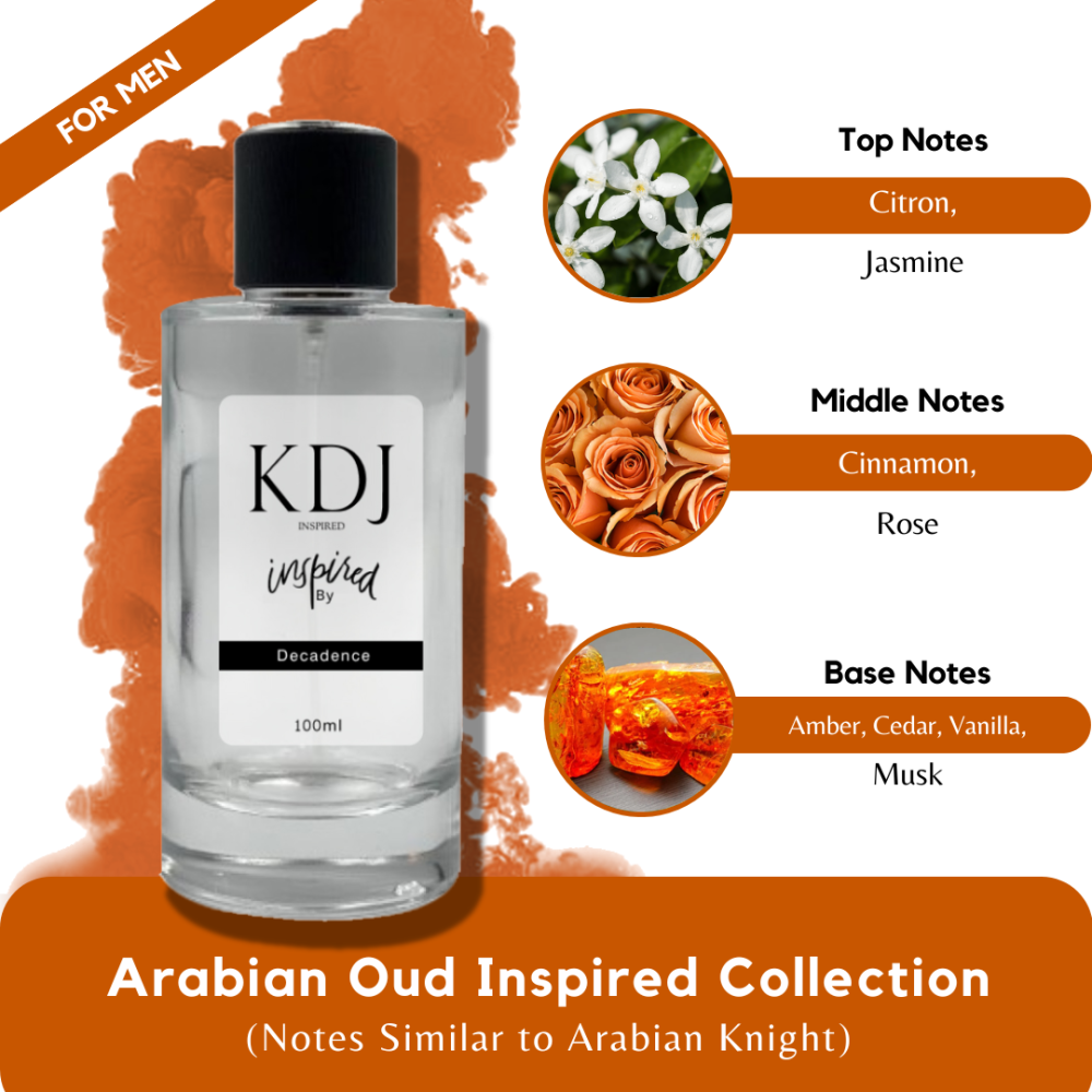 KDJ Inspired – Arabian Oud Inspired Collection – Notes Similar to Arabian Knight – For Men