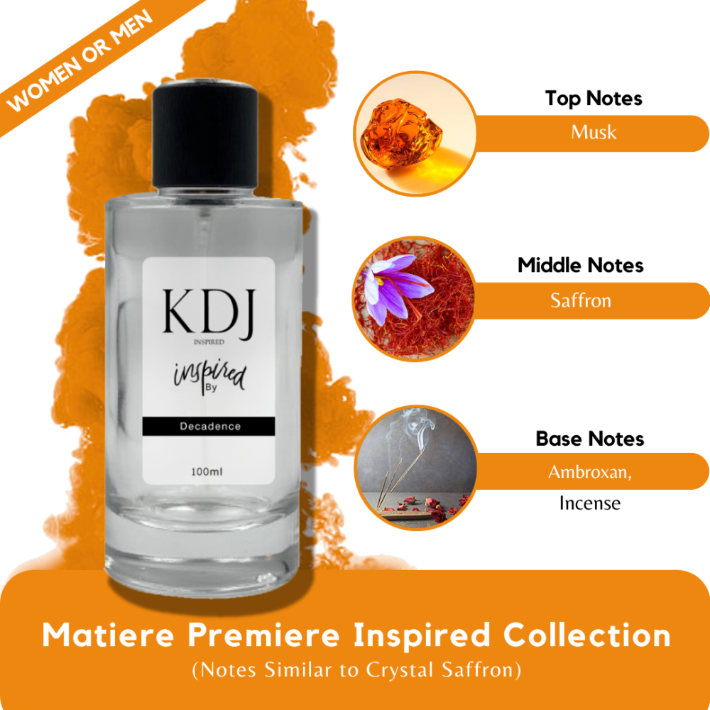 KDJ Inspired – Matiere Premiere Inspired Collection – Notes Similar to Crystal Saffron – Unisex