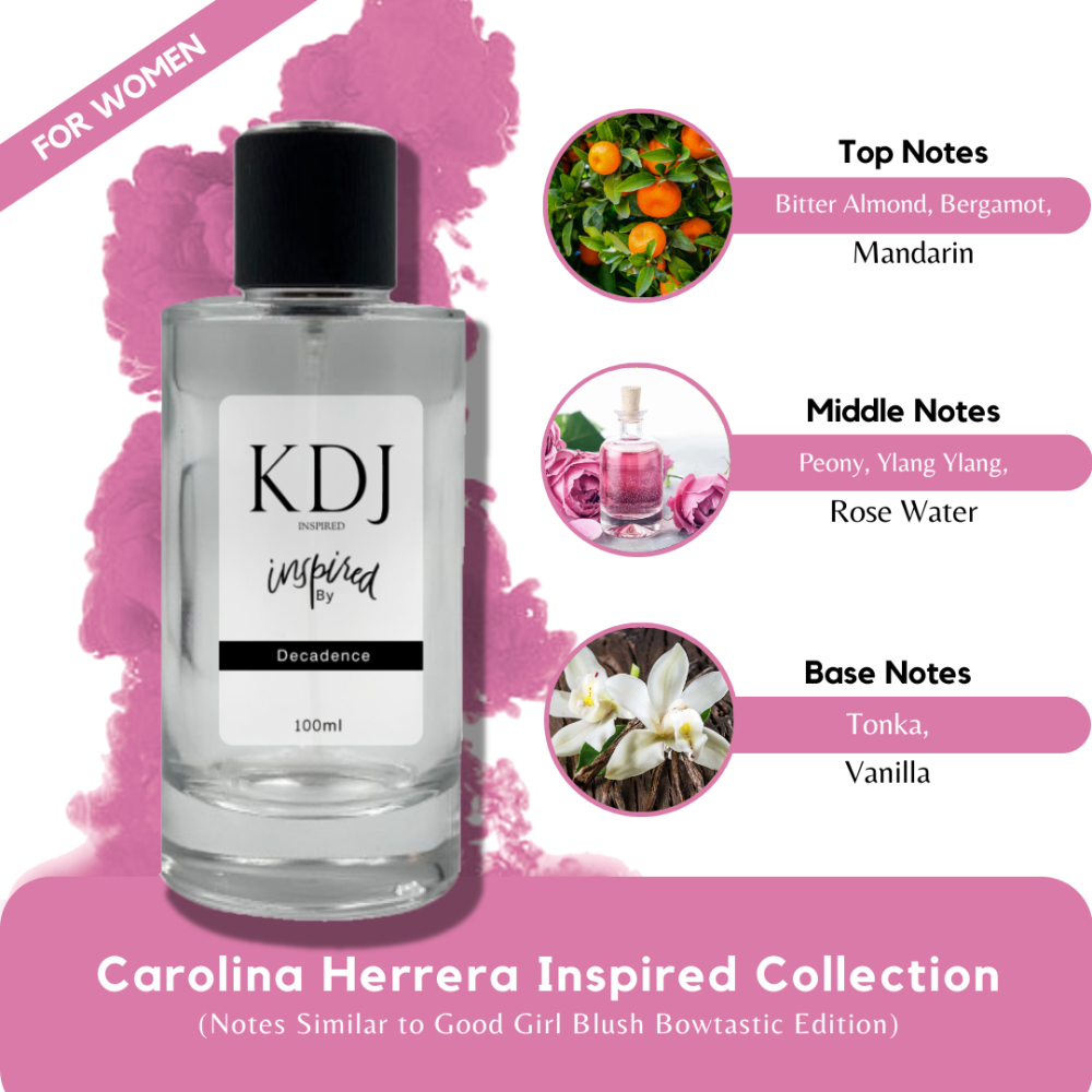 KDJ Inspired – Carolina Herrera Inspired Collection – Notes Similar to Good Girl Blush Bowtastic Edition – For Women