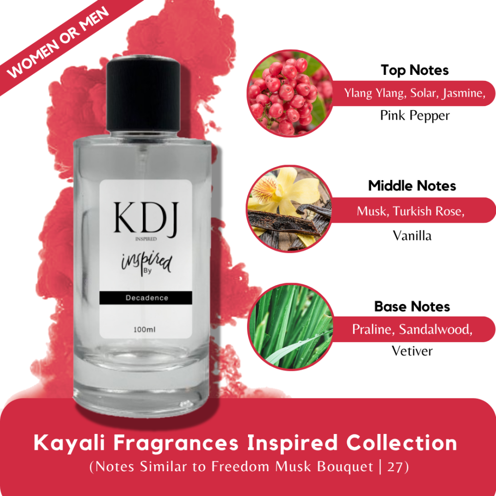 KDJ Inspired – Kayali Fragrances Inspired Collection – Notes Similar to Freedom Musk Bouquet | 27 – Unisex