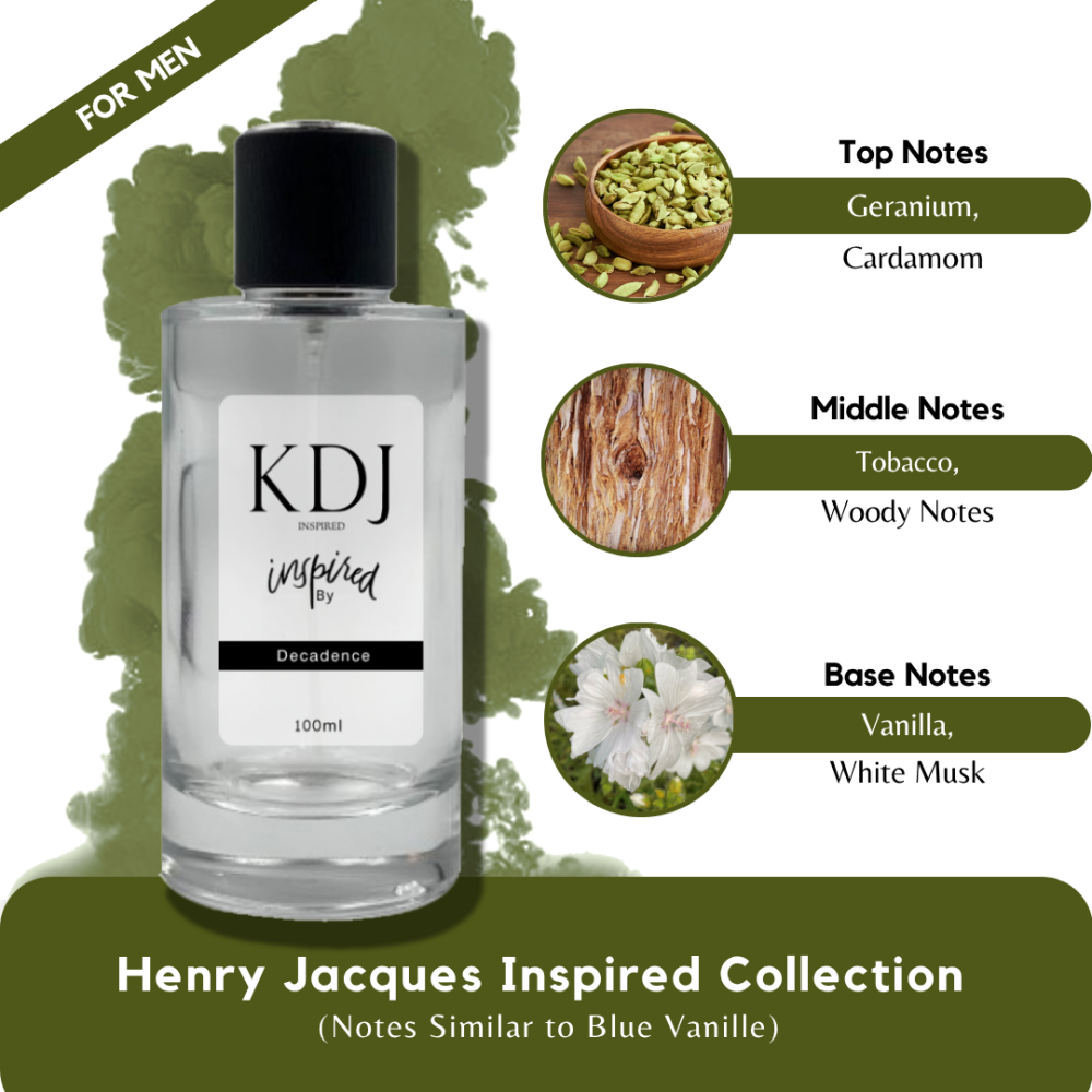 KDJ Inspired – Henry Jacques Inspired Collection – Notes Similar to Blue Vanille – For Men