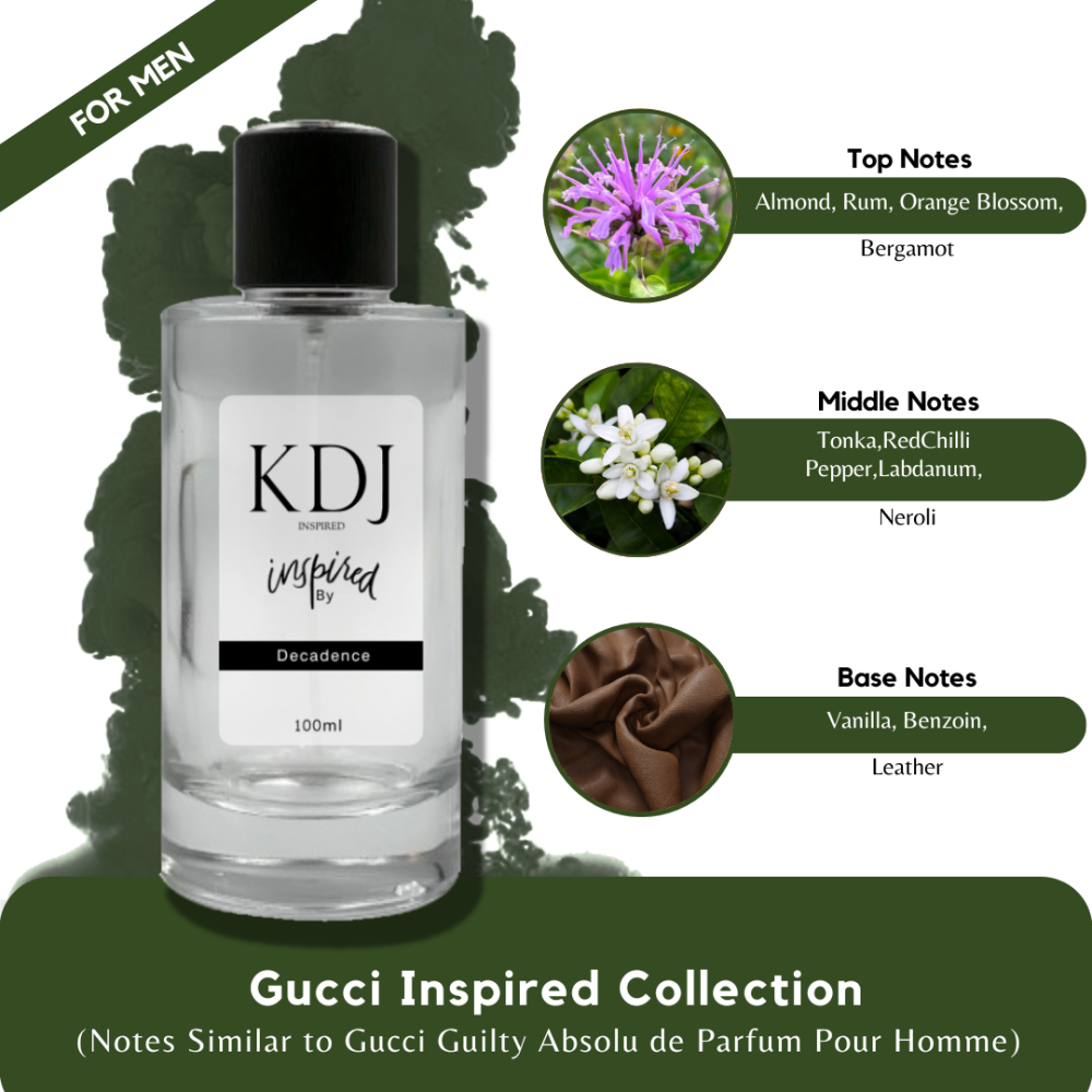 KDJ Inspired – Gucci Inspired Collection – Notes Similar to Gucci Guilty Absolu de Parfum Pour Homme – Men