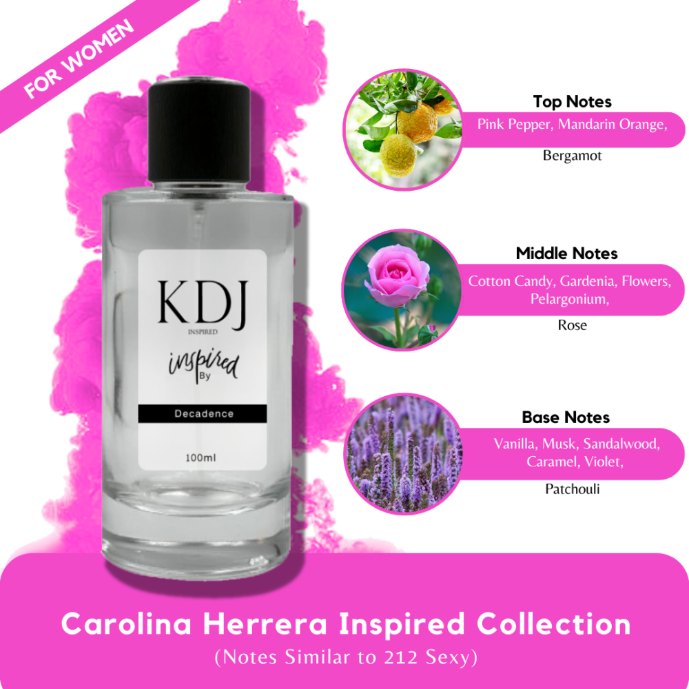 KDJ Inspired – Carolina Herrera Inspired Collection – Notes Similar to 212 Sexy – Women