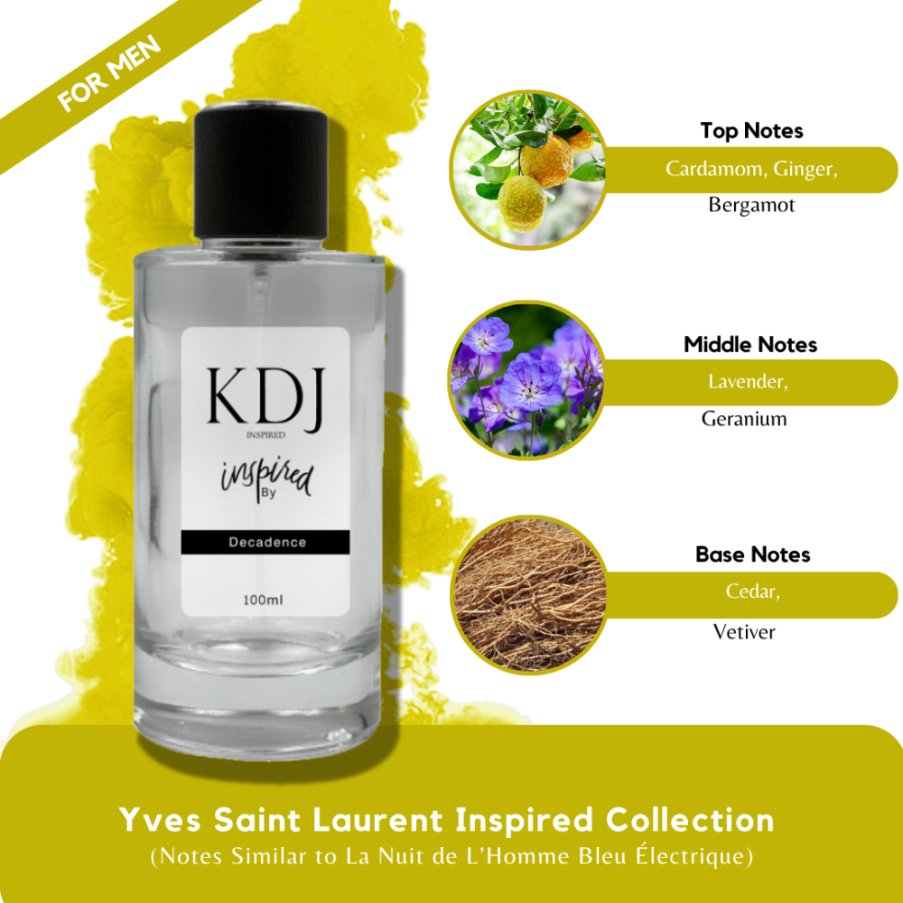 KDJ Inspired – Yves Saint Laurent Inspired Collection – Notes Similar to La Nuit de L'Homme Bleu Électrique – Men