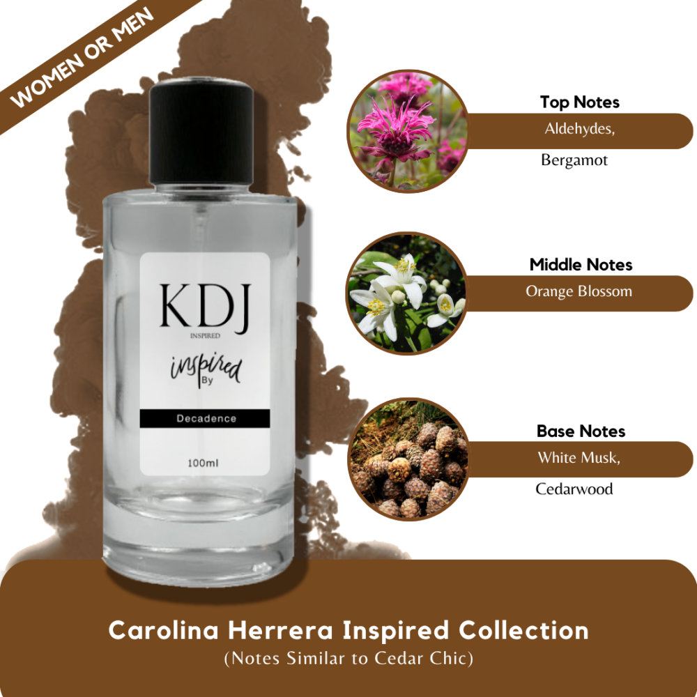 KDJ Inspired – Carolina Herrera Inspired Collection – Notes Similar to Cedar Chic – Unisex